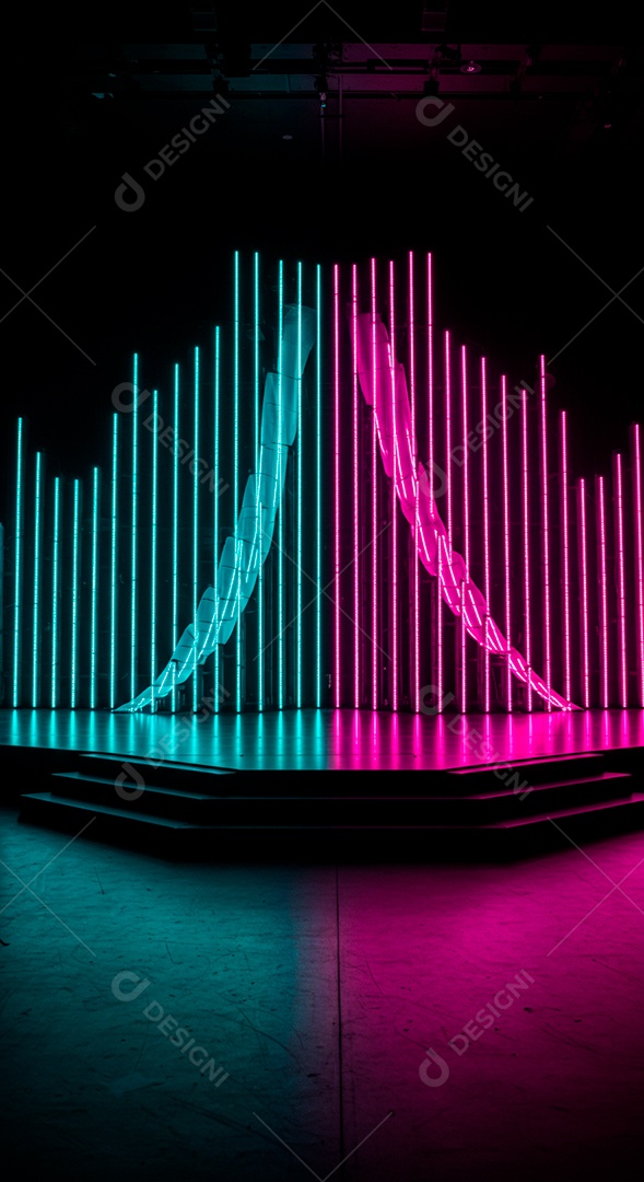 Cenário de Palco iluminado com luzes