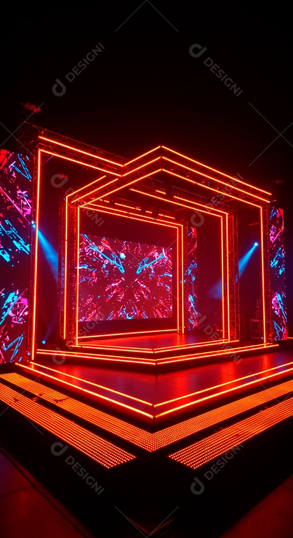 Cenário de Palco iluminado com luzes