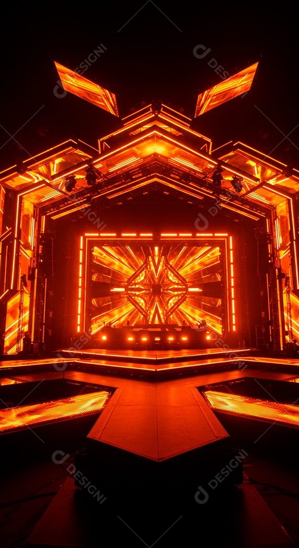 Cenário de Palco iluminado com luzes