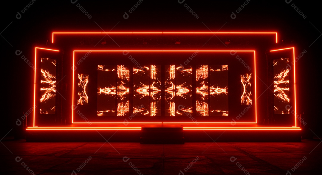 Cenário de Palco iluminado com luzes