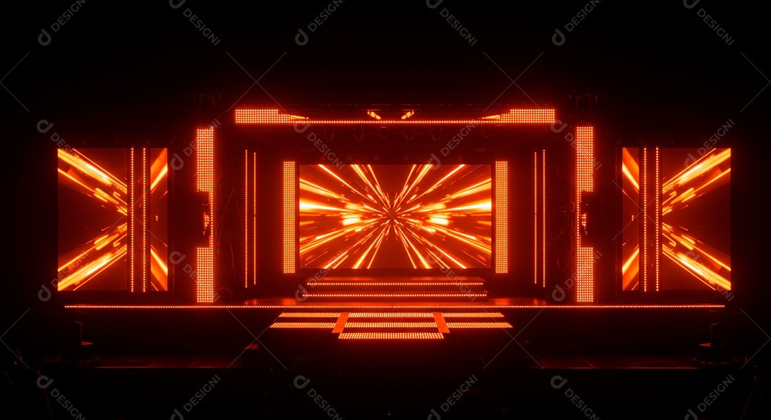 Cenário de Palco iluminado com luzes