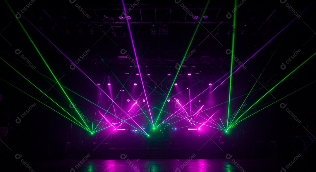 Cenário de Palco iluminado com luzes