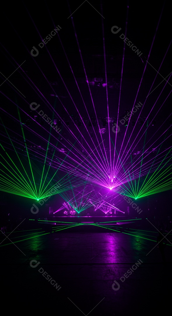 Cenário de Palco iluminado com luzes