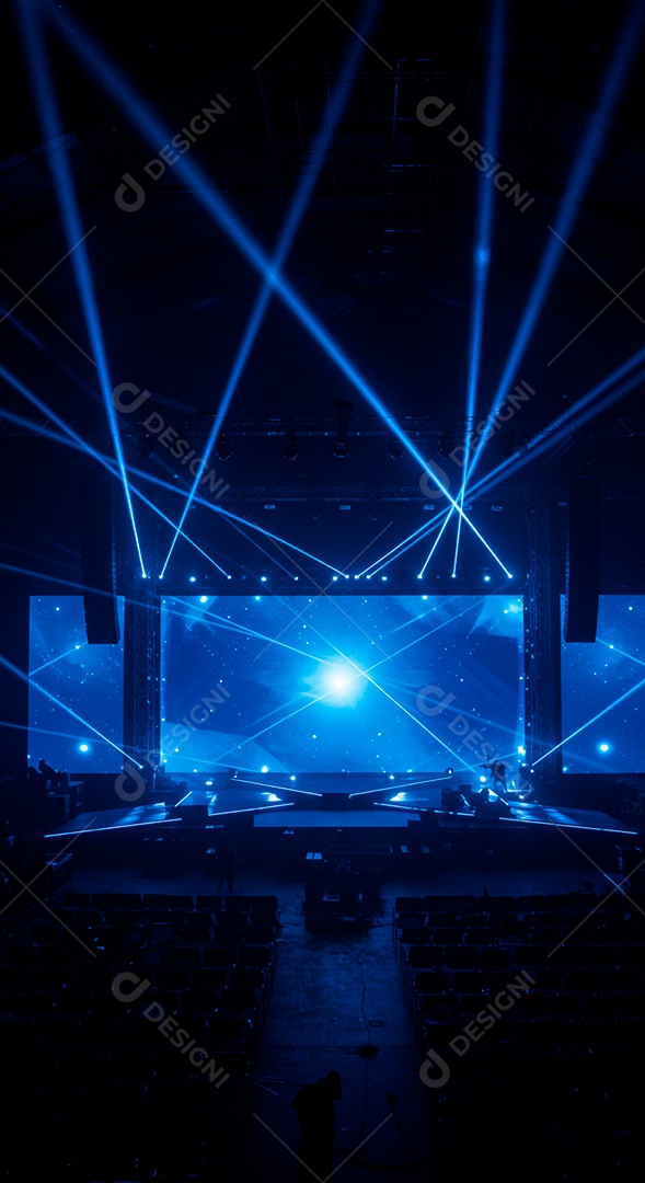 Cenário de Palco iluminado com luzes
