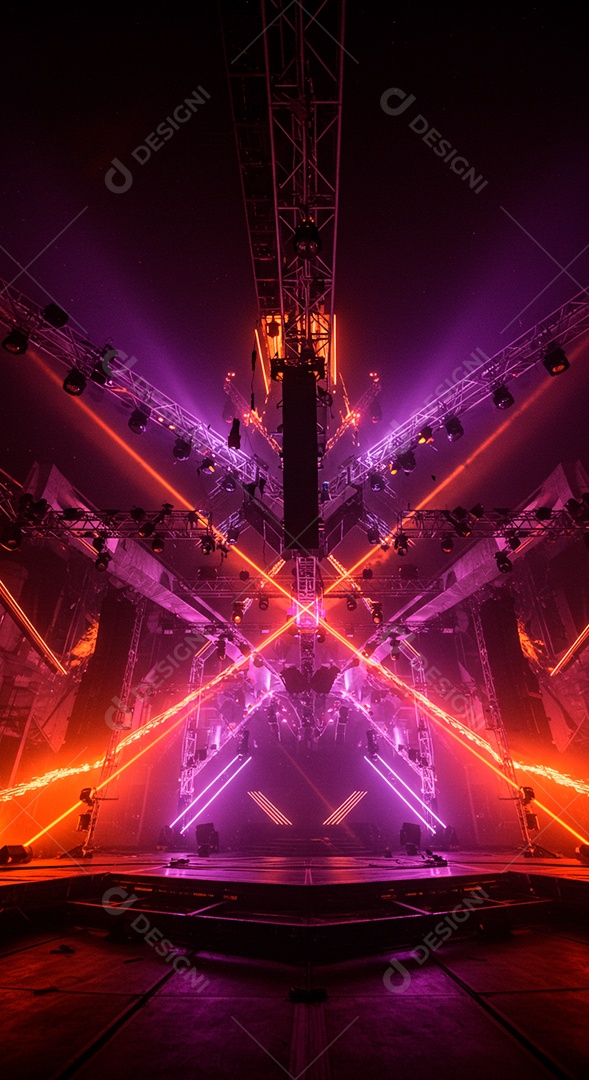Cenário de Palco iluminado com luzes