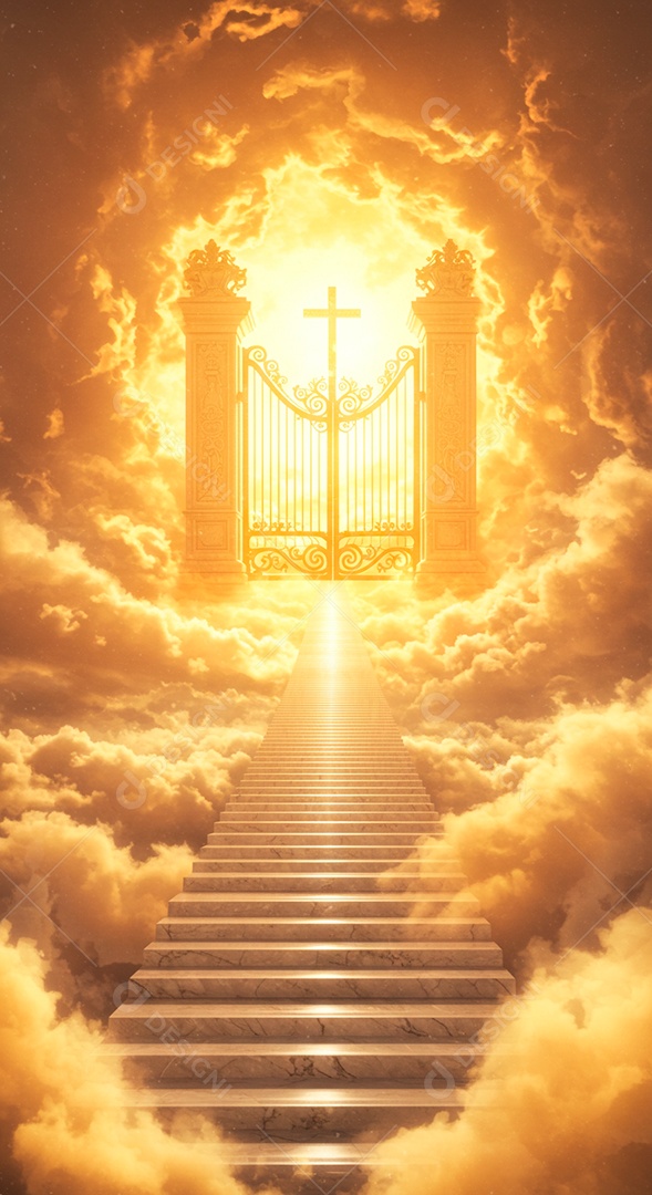Retrato semelhante escada para o céu em glória, portões do paraíso, encontro com Deus, símbolo do cristianismoRetrato semelhante escada para o céu em glória, portões do paraíso, encontro com Deus, símbolo do cristianismo