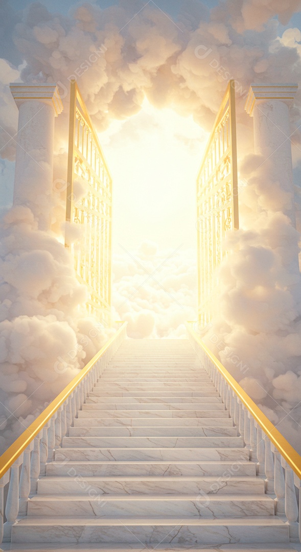 Retrato semelhante escada para o céu em glória, portões do paraíso, encontro com Deus, símbolo do cristianismo