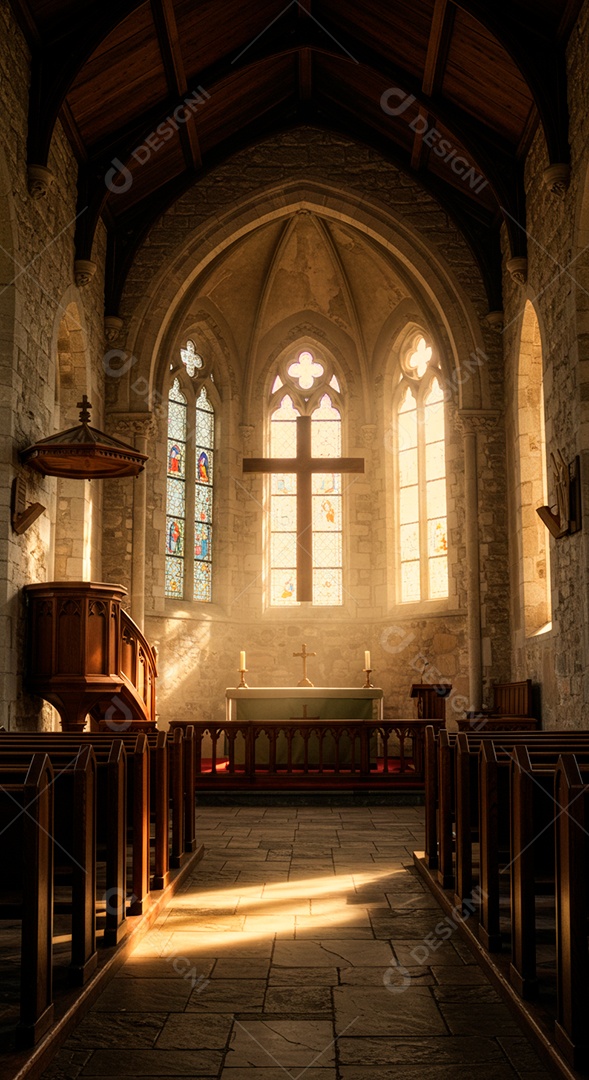Fachada de igreja católica vazia