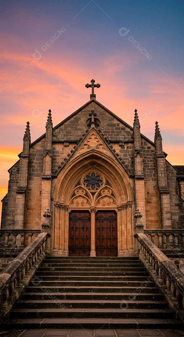 Fachada de igreja católica vazia