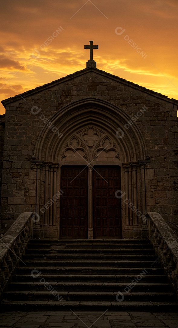 Fachada de igreja católica vazia