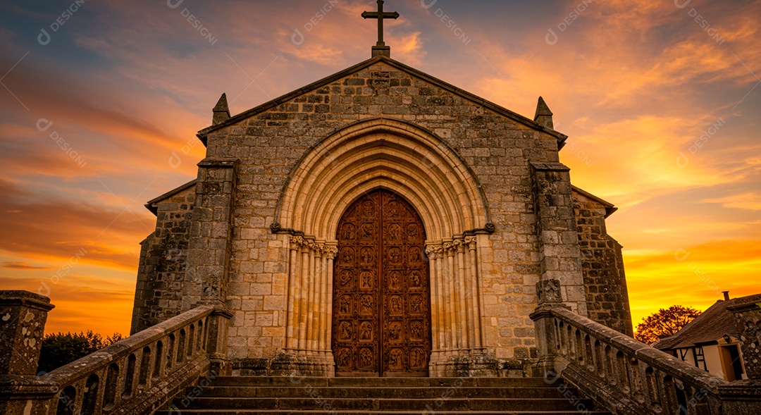 Fachada de igreja católica vazia