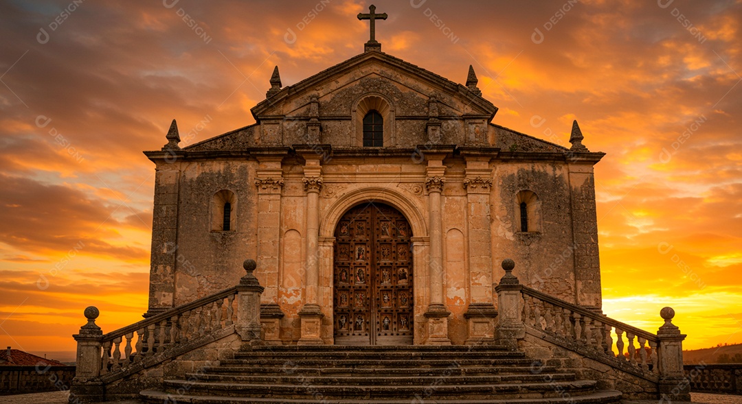 Fachada de igreja católica vazia