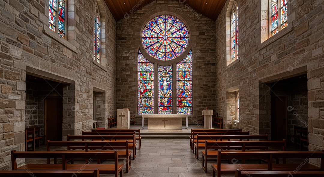 Fachada de igreja católica vazia