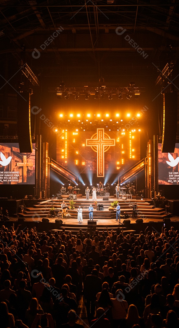 Cruz em parede em evento evangélico