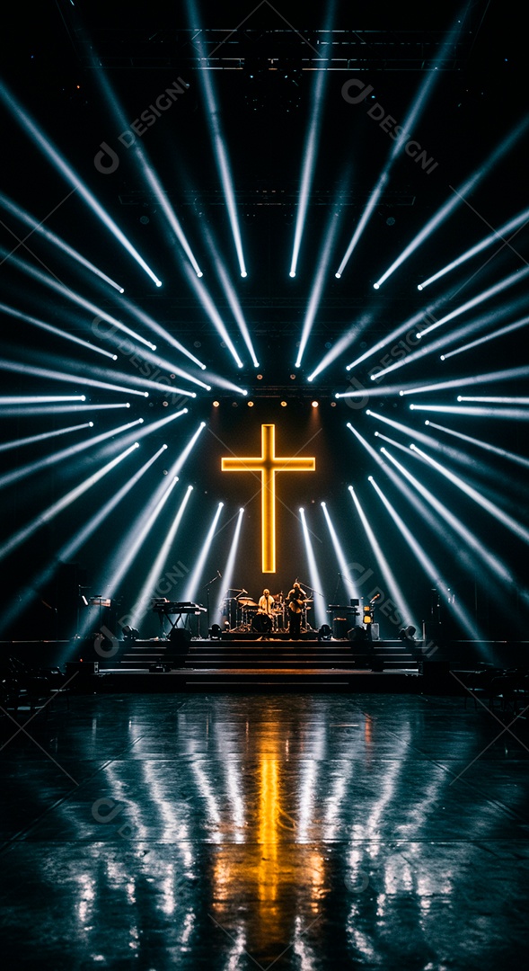 Cruz em parede em evento evangélico