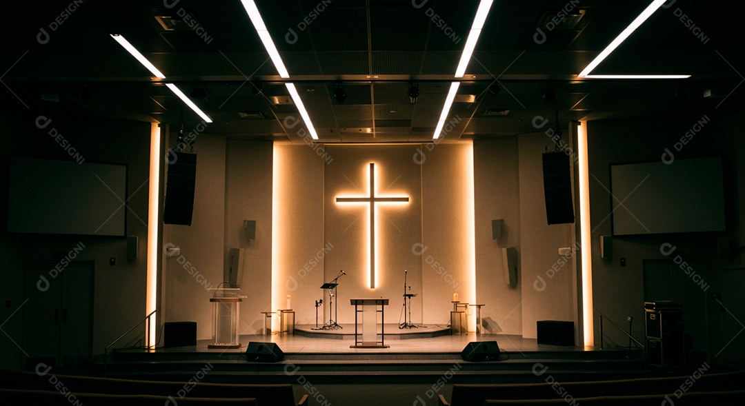 Cruz em parede em igreja evangélico