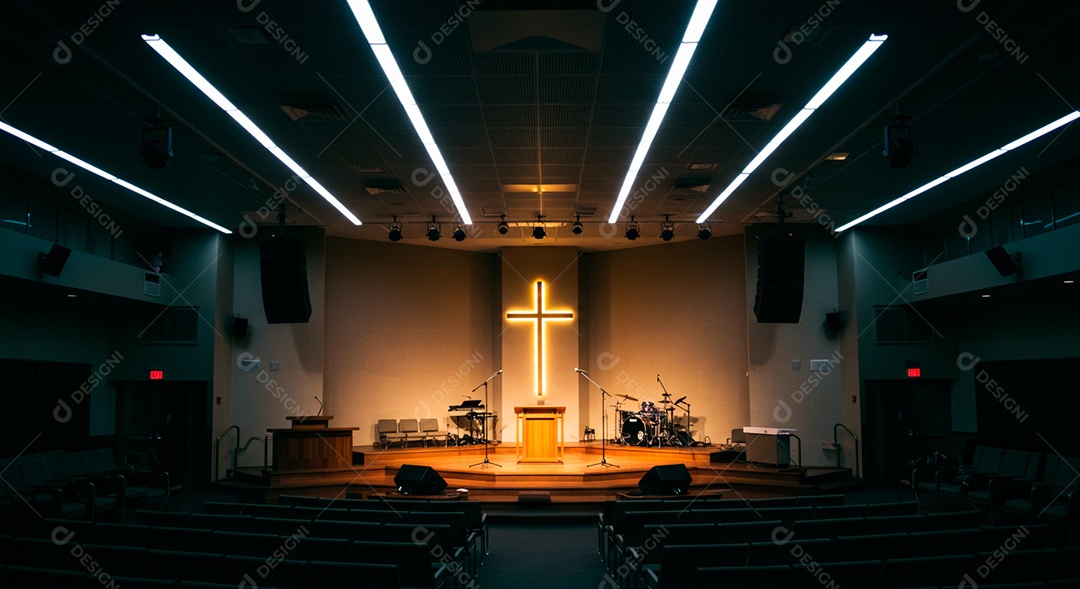 Cruz em parede em igreja evangélico