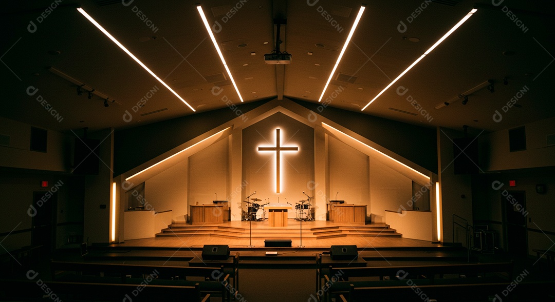 Cruz em parede em igreja