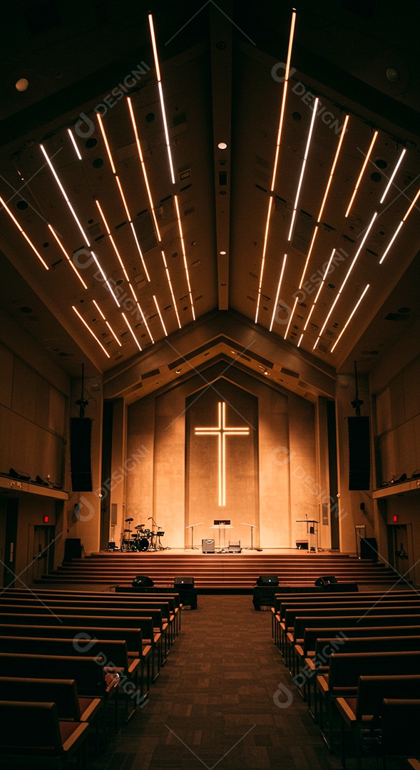 Cruz em parede em igreja evangélico