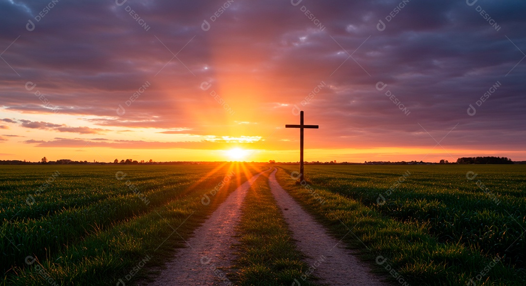 Silhueta de Cruz em um campo