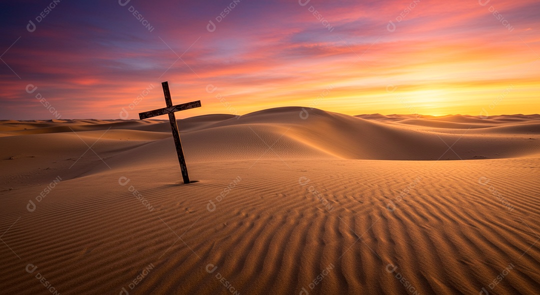 Silhueta de Cruz em um deserto