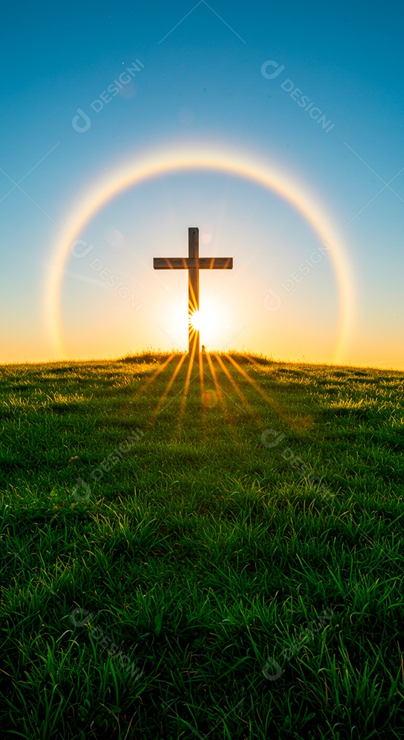 Silhueta de Cruz em um campo