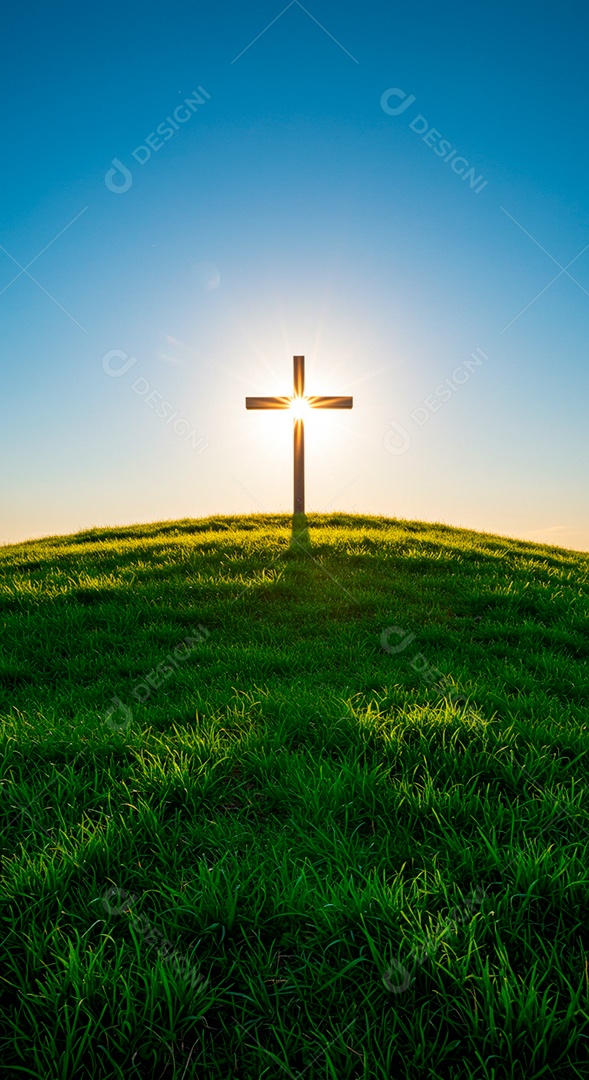 Silhueta de Cruz em um campo