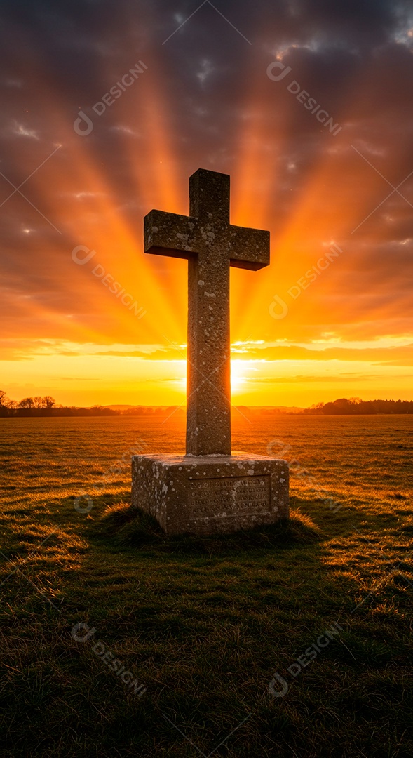 Silhueta de Cruz em um campo