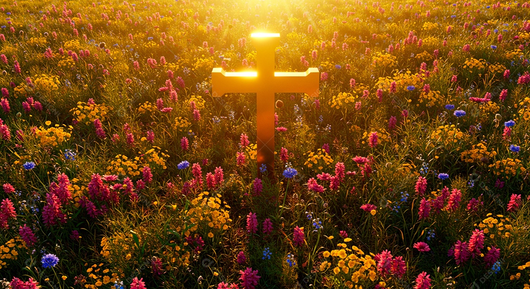 Silhueta de Cruz em um campo