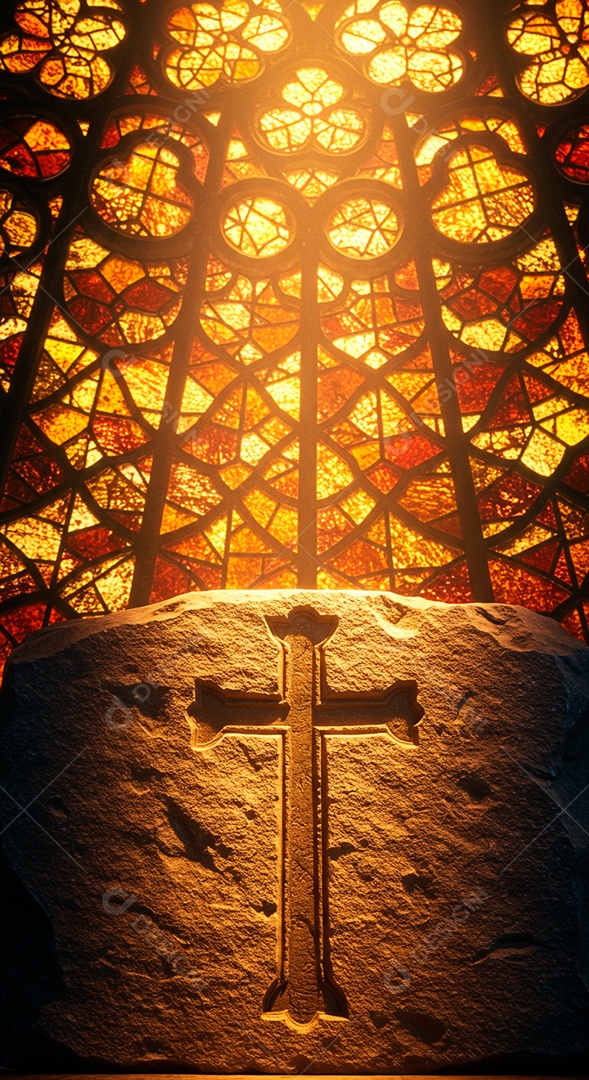 Silhueta de Cruz em um altar de igreja