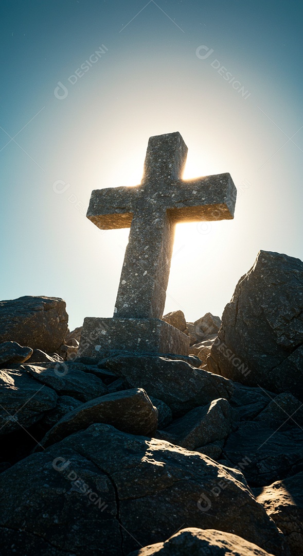 Silhueta de Cruz sobre fundo céu azul