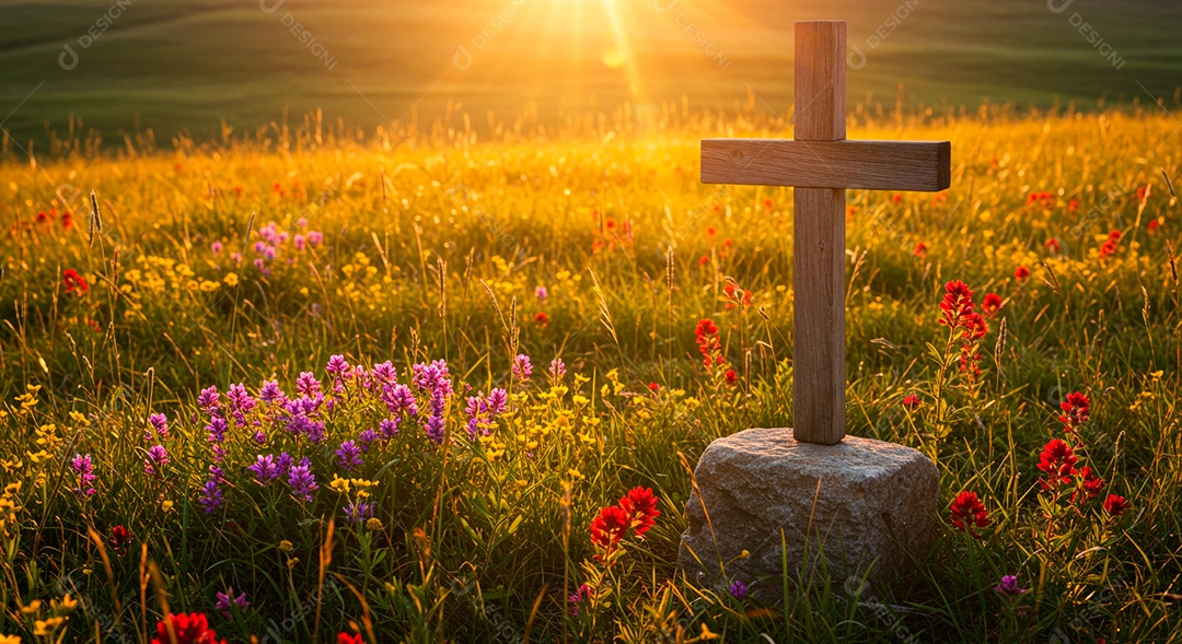 Silhueta de Cruz em um campo