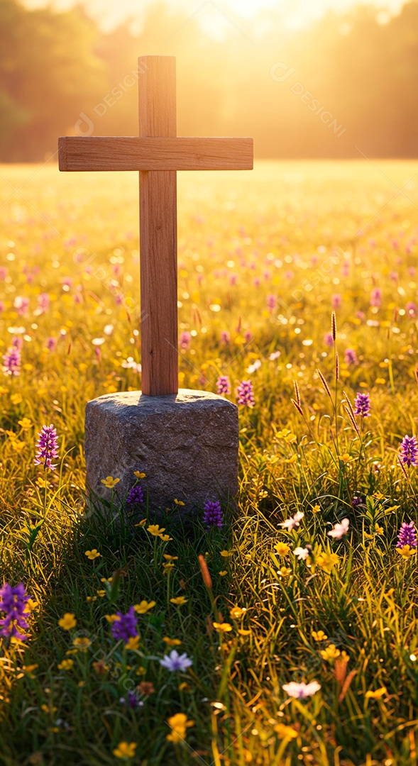 Silhueta de Cruz em um campo