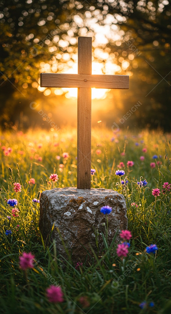 Silhueta de Cruz em um campo