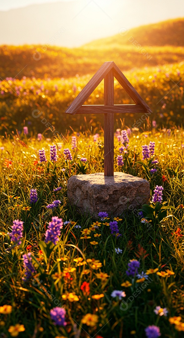 Silhueta de Cruz em um campo