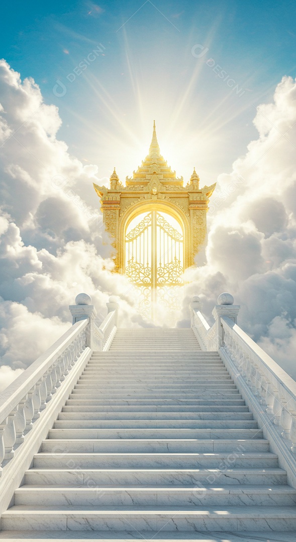 Retrato semelhante escada para o céu em glória, portões do paraíso, encontro com Deus, símbolo do cristianismo