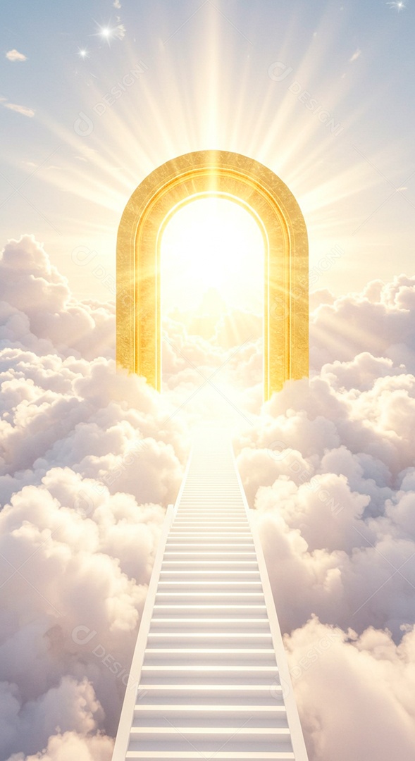 Retrato semelhante escada para o céu em glória, portões do paraíso, encontro com Deus, símbolo do cristianismo