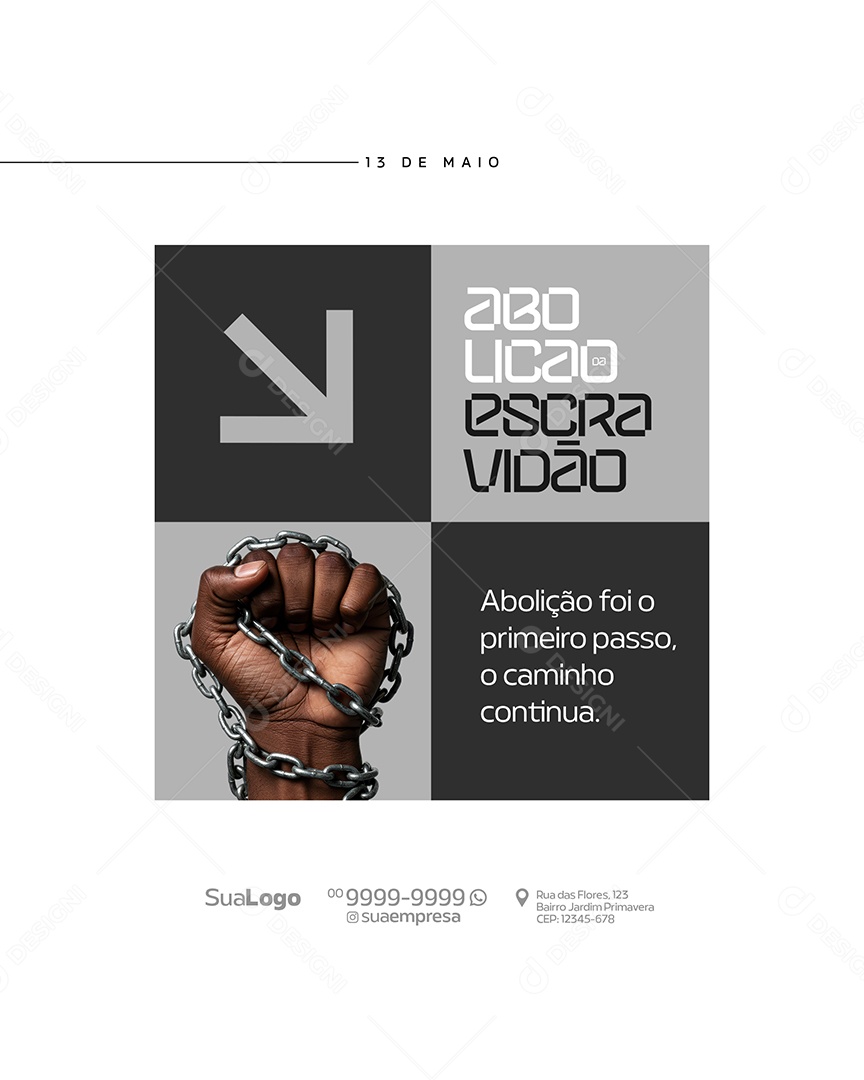 Dia da Abolição da Escravatura 13 de Maio Social Media PSD Editável