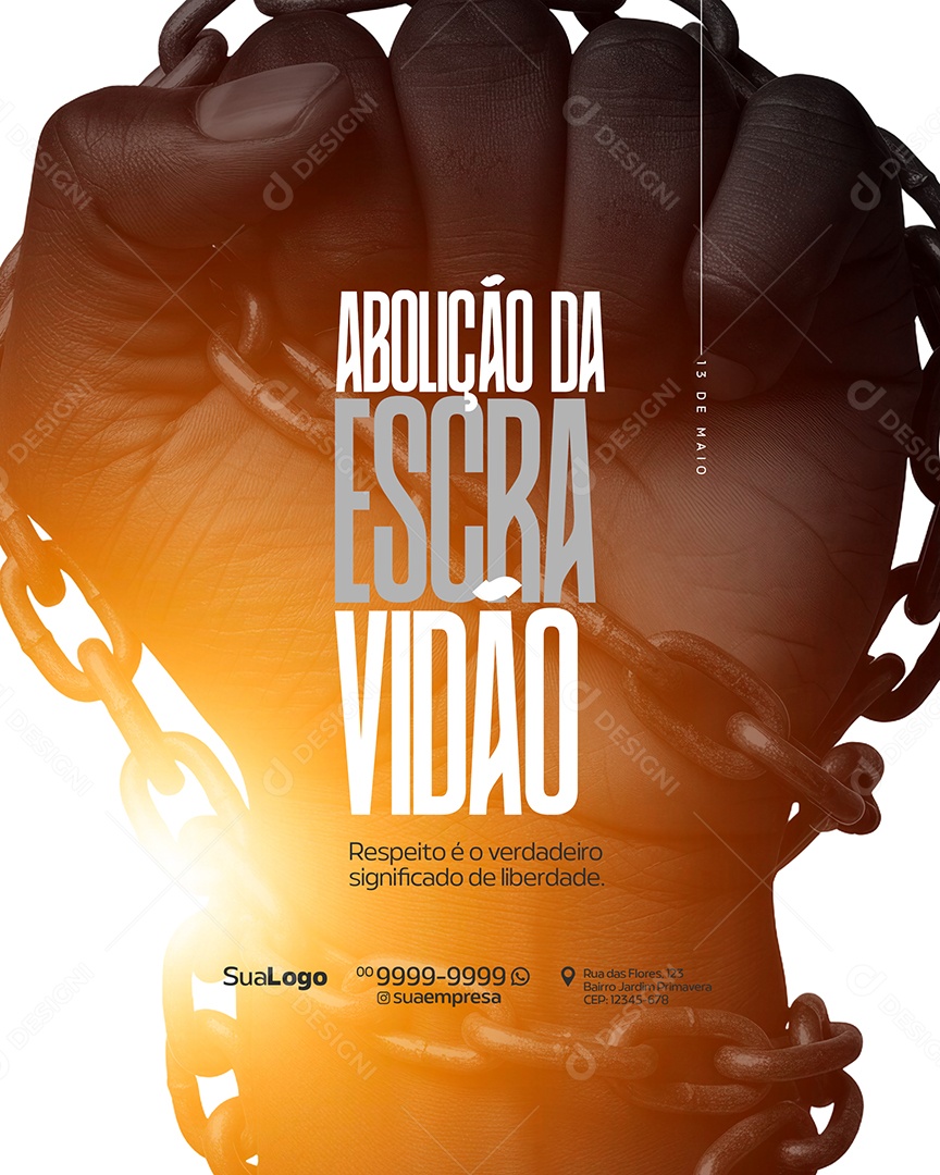 Dia da Abolição da Escravatura 13 de Maio Social Media PSD Editável