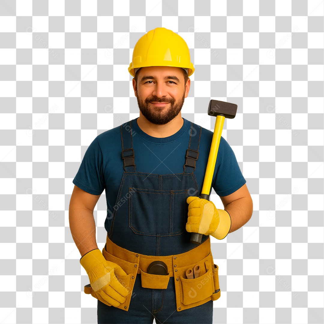 Trabalhador da Construção com Maretas PNG Transparente