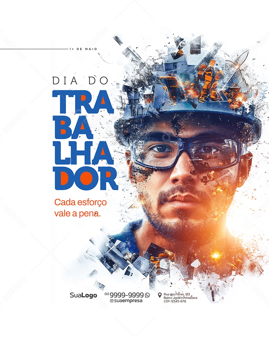 Feliz Dia Do Trabalhador 01 de Maio Social Media PSD Editável