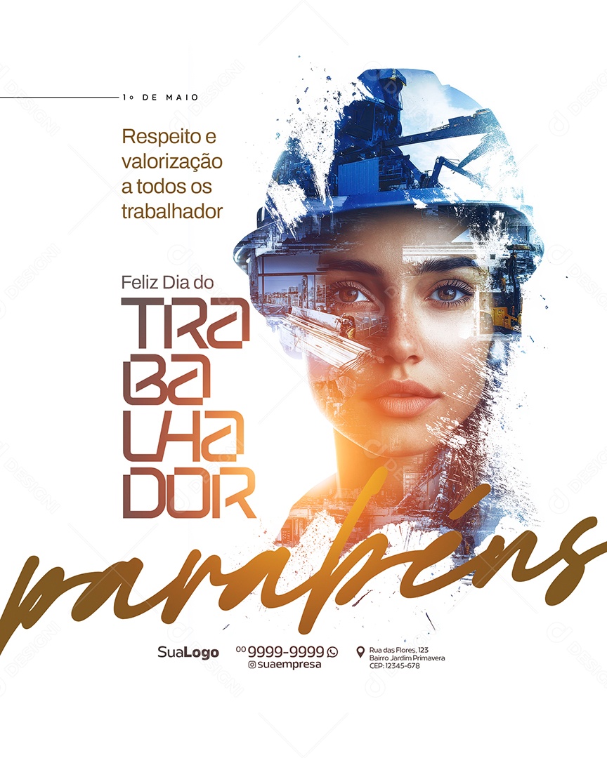 Feliz Dia Do Trabalhador 01 de Maio Social Media PSD Editável