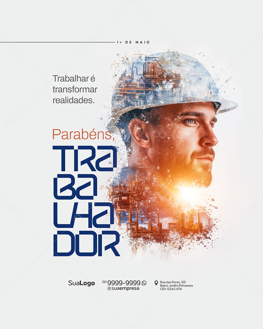 Feliz Dia Do Trabalhador 01 de Maio Social Media PSD Editável