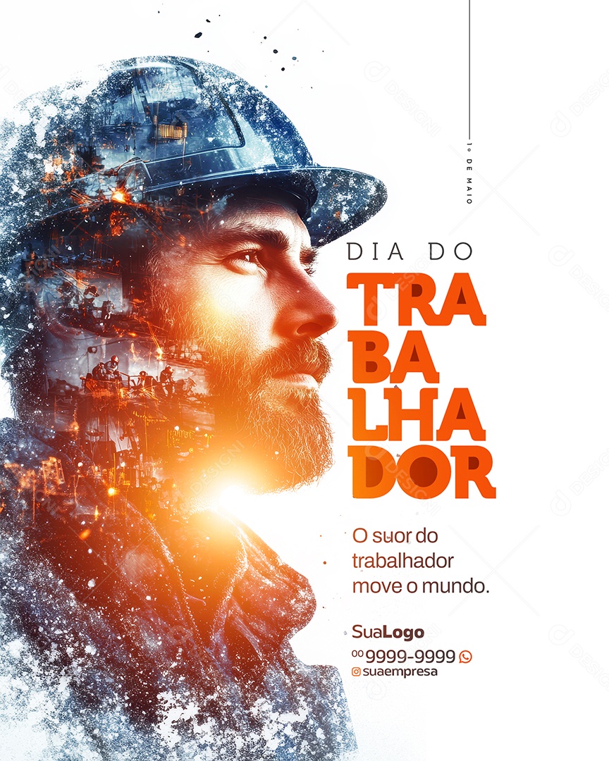Feliz Dia Do Trabalhador 01 de Maio Social Media PSD Editável