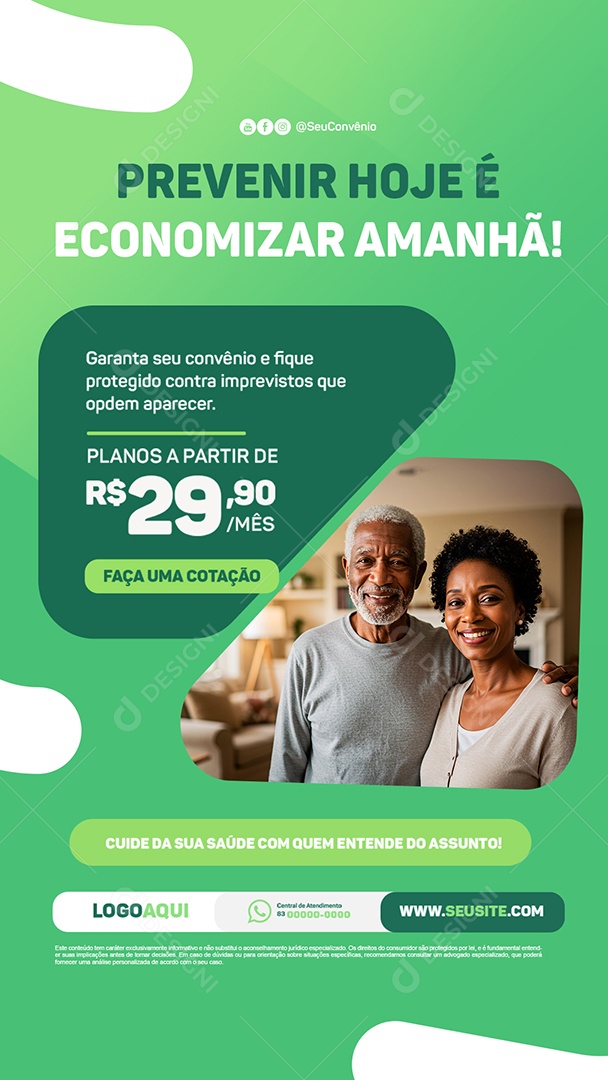 Story Convênio Médico Prevenir Hoje é Economizar Amanhã Social Media PSD Editável