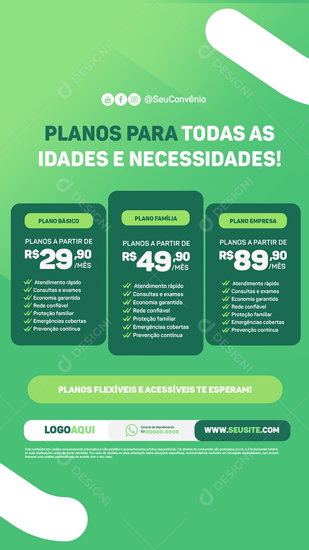 Story Convênio Médico Planos para Todas as Idades e Necessidades Social Media PSD Editável