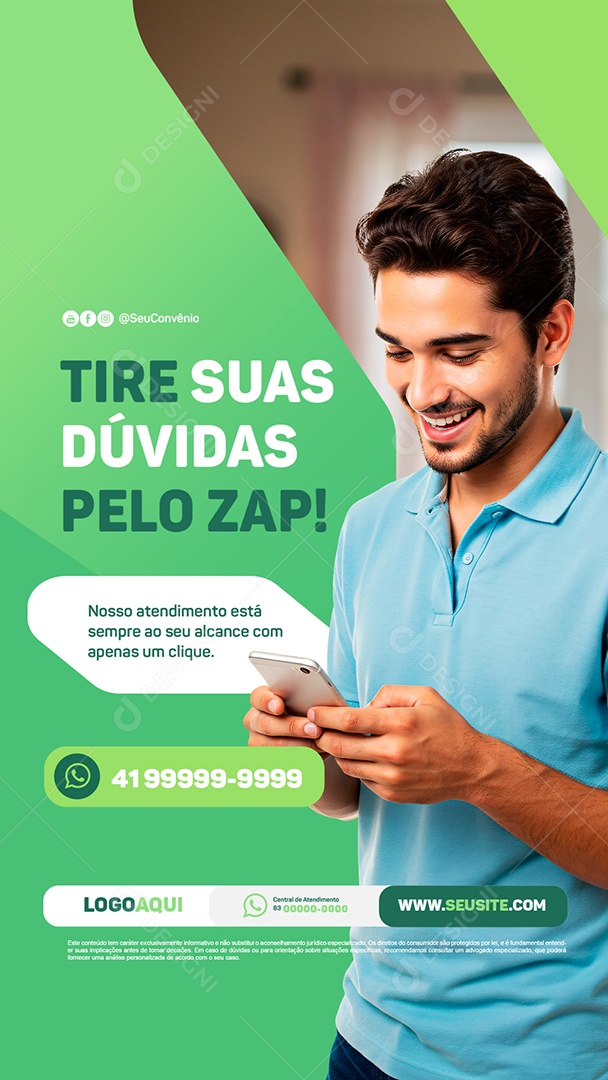 Story Convênio Médico Tire Suas Dúvidas Pelo Zap Social Media PSD Editável