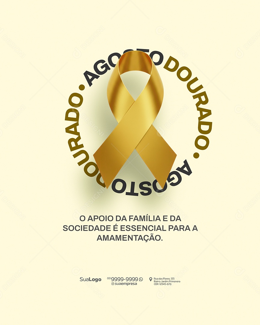 Agosto Dourado Mês do Incentivo Social Media PSD Editável