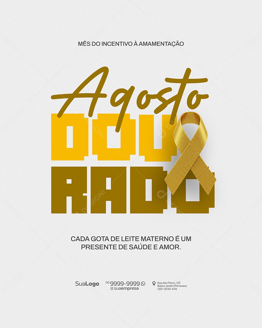 Agosto Dourado Mês do Incentivo Social Media PSD Editável