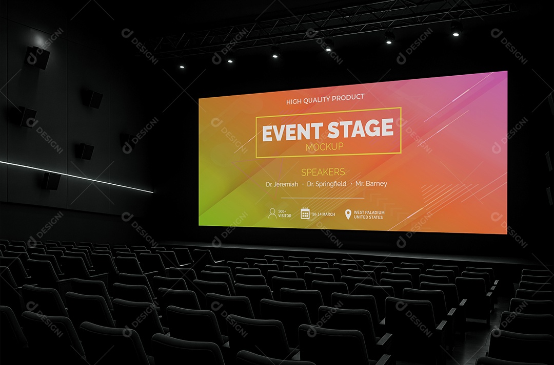 Espaço de Evento Com Palco Mockup PSD Editável